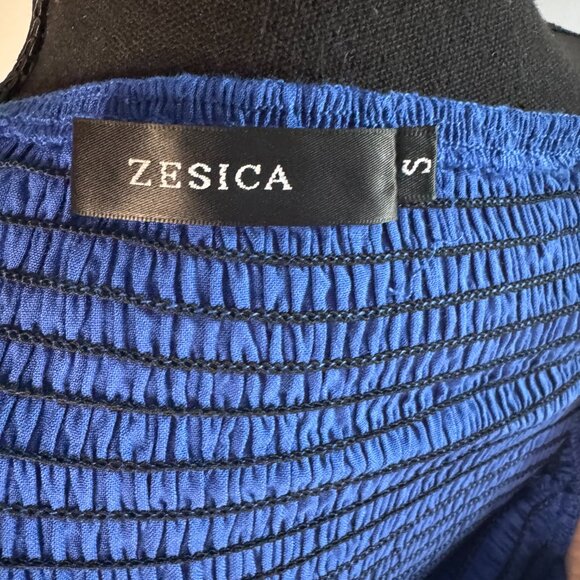 Zessica Kentucky Blue Royal Blue Boho Flowy Shoulder Dress Ruffles small - 0384 - Picture 4 of 4